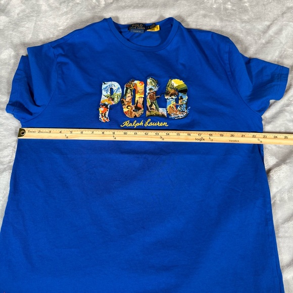 Polo Ralph Lauren Embroidered Adventure T Shirt Mens L Classic Fit Blue - Picture 7 of 8